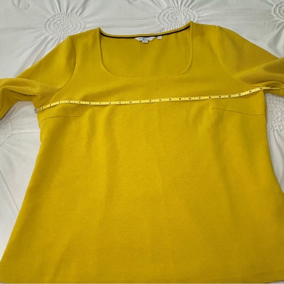 Boden Mustard Yellow Scoop Neck 3/4 Sleeve Cotton Blend Top Size 18 - Picture 9 of 14